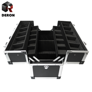 Grande capacité en aluminium noir Nail Art organisateur mode étui à cosmétiques fermeture ouverte Logo pour barbier stockage main <span class=keywords><strong>valise</strong></span> - Product Image 3