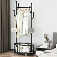 Porte-vêtements autoportant à double rail mobile, séchoir et rangement compact pour chambre à coucher et usage domestique