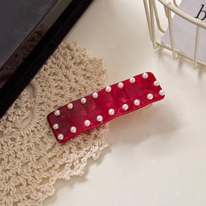 Kinling personalizado de alta calidad onda perla pico de pato 7cm acetato pinzas para el cabello para niñas - Product Image 4