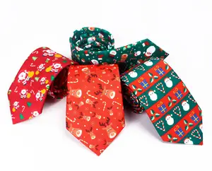Hot selling Mens Christmas Tie Tree Animal Prinetd Necktie Woven Snowmen Pattern Cravatta Neck Tie