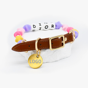 Surtido hecho a mano suave Pvc silicona Diy cuentas <span class=keywords><strong>Collar</strong></span> de perro con cuentas moda mascota perla anillos encanto <span class=keywords><strong>collar</strong></span> accesorios al por mayor - Product Image 3