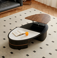 Table basse ovale moderne minimaliste en bois massif, style mid-century, irrégulière et multifonctionnelle pour salon