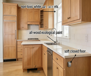 Meubles de cuisine en bois massif de chêne blanc de qualité supérieure, style Shaker de luxe, ensemble de meubles de cuisine modulaires en forme de U sur mesure - Product Image 2