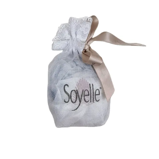 Белые органические натуральные 100% хлопковые муслиновые сетчатые сумки из полиэстера на заказ с кружевной сумкой