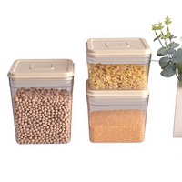 Pot de rangement carré en plastique de qualité alimentaire avec couvercle design pour le stockage de céréales, farine et collations dans la cuisine