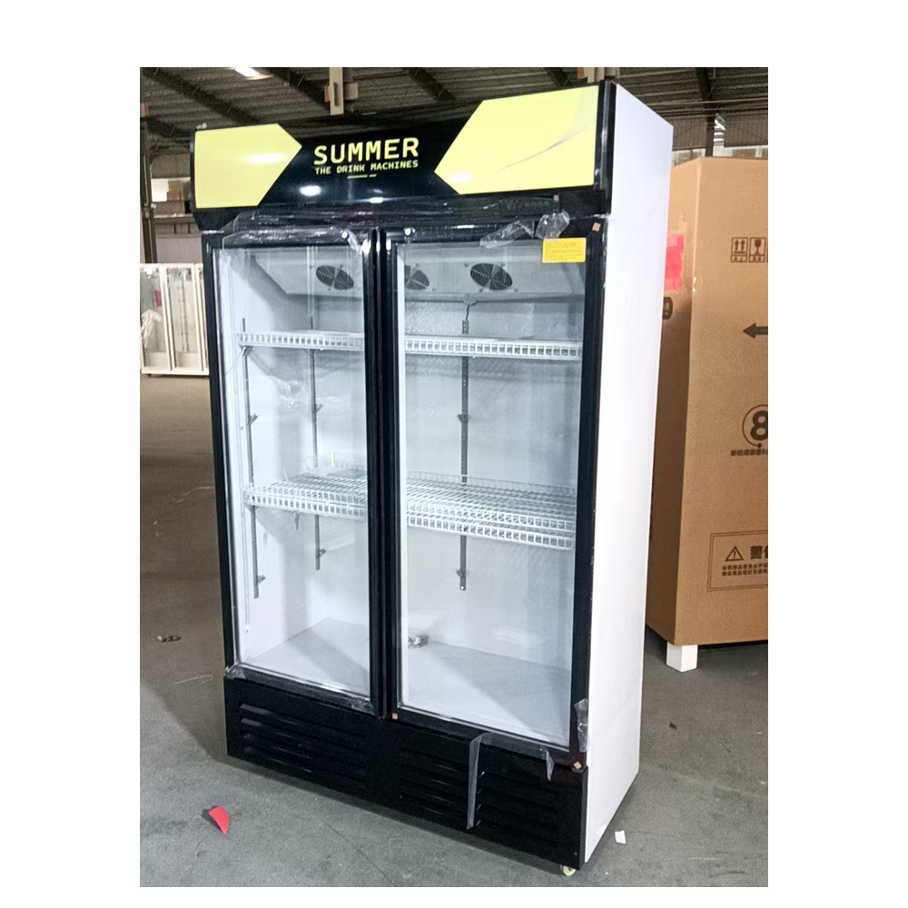 Frigidaire Double Door Commercial Beverage Refrigerator 2-Door Glass Showcase Display for Shops Freezer Chiller Industrial Stand