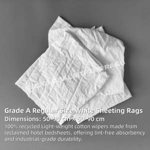 Trapos de Limpieza Blancos de Grado A, Reciclados, 10 kg, 25 kg, 100% Algodón - Product Image 2