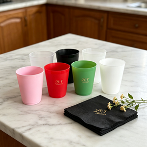 Gobelets de bar jetables personnalisés avec logo pour mariage et fête, 12 oz, en PET/PLA dépoli, pour cocktails - Product Image 1