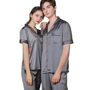 Ensembles de pyjamas <span class=keywords><strong>en</strong></span> <span class=keywords><strong>soie</strong></span> pour adultes respirants Vêtements de maison pour femmes et hommes Vêtements de nuit pour couples - Product Image 1