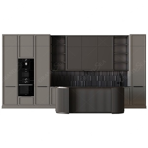 Meuble de <span class=keywords><strong>cuisine</strong></span> résidentiel britannique en panneaux <span class=keywords><strong>Egger</strong></span> noir mat, résistant à l'eau, design personnalisé, îlot en fibre de verre - Product Image 1