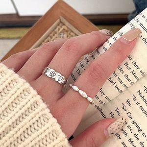 Anillo de Plata de Ley S925 Ruitai con Diseño de Flor y Corazón para Mujer, Diseño Abierto, Joyería Fina para Uso Diario - Product Image 1