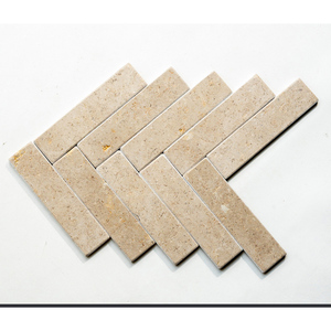 Carreaux de mosaïque en marbre Bianco Carrara, modernes, polis, blanc beige, en chevrons, pour revêtement de sol - Product Image 3