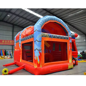 Château gonflable de grande taille pour parc d'attractions, <span class=keywords><strong>camion</strong></span> de pompiers gonflable avec toboggan - PVC de qualité commerciale, maison de saut personnalisable pour la <span class=keywords><strong>location</strong></span> - Product Image 6