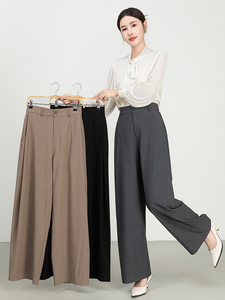 Nuovi <span class=keywords><strong>pantaloni</strong></span> larghi da <span class=keywords><strong>donna</strong></span> a vita alta versione abito di lino in cotone Casual <span class=keywords><strong>pantaloni</strong></span> di <span class=keywords><strong>lana</strong></span> con Design dritto a gamba larga - Product Image 3