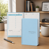 Wochenplaner A5 Spiralgebundenes Notizbuch Geschenk-Tagebuch Gewohnheits-Tracker Täglicher Terminkalender Aufgabenliste Organizer Englische Büroartikel