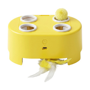 Jouet interactif électrique 3-en-1 pour chat, style dessin animé jaune citron, anti-ennui, pour l'auto-entretenement des animaux de compagnie - Product Image 5
