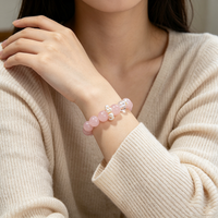 Bracelet en perles de quartz rose de Madagascar naturel de 12 mm, quartz clair, pierre de guérison, bijou en pierre énergétique