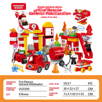Blocs de construction de grande taille en gros, thème Secours incendie, 178 pièces avec boîte de rangement, jouet de construction en briques, approvisionnement direct usine pour enfants