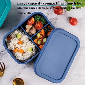 Hộp Cơm Trưa <span class=keywords><strong>Silicon</strong></span> Cấp Thực Phẩm Bán Chạy Tùy Chỉnh Hộp Bento Di Động Cho Trẻ Em Hộp Đựng Thực Phẩm <span class=keywords><strong>Silicon</strong></span> Có 3 Ngăn - Product Image 4