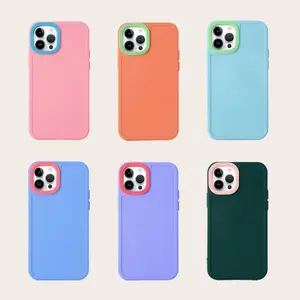 Candy Color Soft Touch Camera Protection Bulk Liquid Soft Silicone Mobile Phone Case For Iphone 15