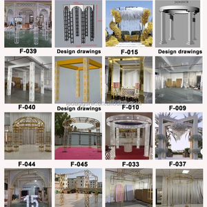 LEDA Hot Sale Square Stainless Steel Gold Color Acrylic Arch Wedding <b>Backdrop</b> <b>Stand</b> for Wedding Events Decoration - Product Image 4