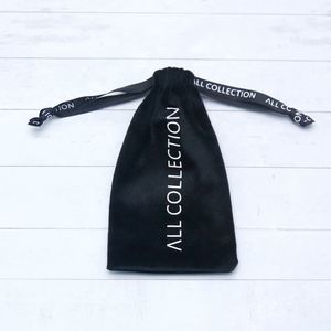 Luxury Custom Black Velvet Jewelry Gift <b>Pouch</b> Velvet <b>Drawstring</b> Necklace Storage Bag - Product Image 3