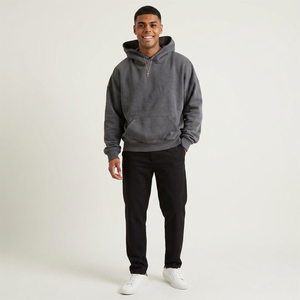 custom heavyweight men oversized hoodie manufacture heavy cotton 100% 500gsm french terry hoodie no <b>string</b> Puff Printing Hoodies - Product Image 1