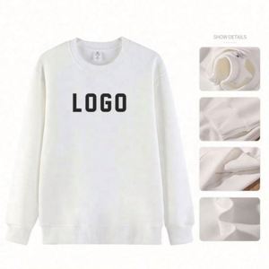High Quality Oem Pullover Plain Jogger White Crewneck Cotton Custom Hoodie Crew Neck Sweatshirt for Wholesale - Product Image 5