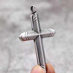 Stainless Steel <b>Cross</b> Pendant Geometric Design Asymmetry Fashion Jewelry For Men And Women Gift Accessory - Product Image 4