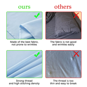 Tùy Chỉnh Màu Rắn Giường Bốn Mảnh Tấm Thiết Lập Hiện Đại Phong Cách Rửa Sạch Bộ Đồ Giường Bông Với Len Làm Đầy Và Cơ Sở Bảo Vệ Bìa Bộ - Product Image 5