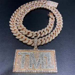 16mm 100% Handmade Setting Custom VVS Moissanite Diamond Iced Out Cuban Link Chain 925 Sterling Silver Hip Hop Jewelry