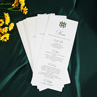 Tarjetas de Menú de Cartulina Blanca con Diseño Personalizado 2026, con Texto Verde Oscuro Personalizado para Bodas, Fiestas y Eventos