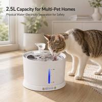 Fontaine à eau pour animaux de compagnie et fontaine à eau pour chats 2,5 L 8000 mAh Séparation eau-électricité LED Indicateur de niveau Filtration multicouche Ultra silencieuse