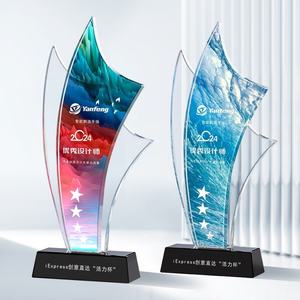 カスタマイズ可能クリスタルトロフィーカラフル優等式優秀従業員個人メダル彫刻ガラス認証会社デザイン - Product Image 1