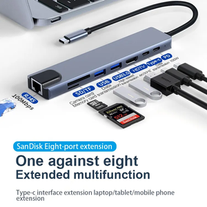 OEM USB <span class=keywords><strong>Hub</strong></span> 3.1 HDTV-compatibile tipo C <span class=keywords><strong>Hub</strong></span> <span class=keywords><strong>Ethernet</strong></span> RJ45 SD TF usb3. 0 4K HDTV 100w PD ricarica per 8-1 Computer telefono PC metallo - Product Image 3