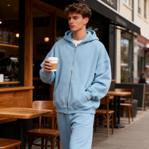 TKAN363 venta al por mayor de alta calidad de algodón de lana francés Terry hombres Sudadera con capucha personalizada de peso pesado invierno estampado bordado cremallera sudaderas con capucha - Product Image 2