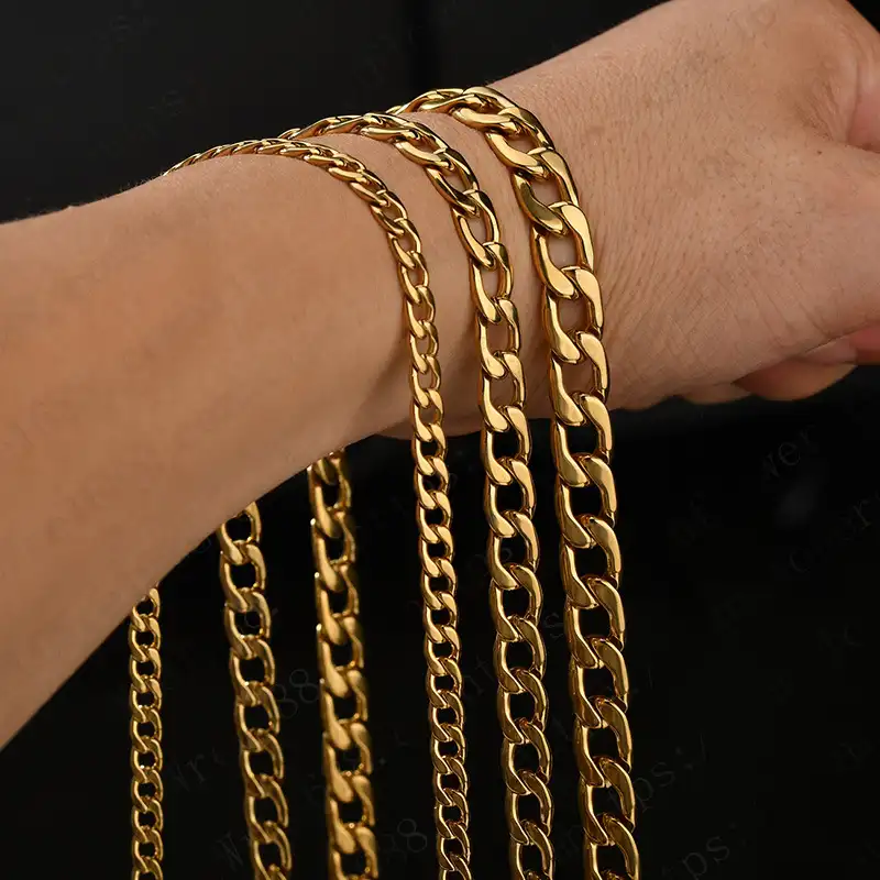 Sıcak satış 24k altın basit tasarım mücevherat + büyük zincir kolye takı + erkek küba link zinciri