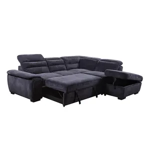 Sofá seccional de tecido confortável, sofá de sala de estar design com armazenamento