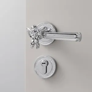 厂家供应高品质黄铜杠杆小天使银色浴室门锁