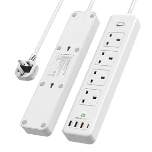 Phone Planet Switch with Cable Multi Socket 4 AC Outlets 4 Ports Extension Usb Ports Power Strip with UK plug