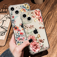 Coque de téléphone antichoc en TPU souple fleur rose violet de luxe pour iPhone 16 Pro Max 15Pro 8Plus 17ProMax
