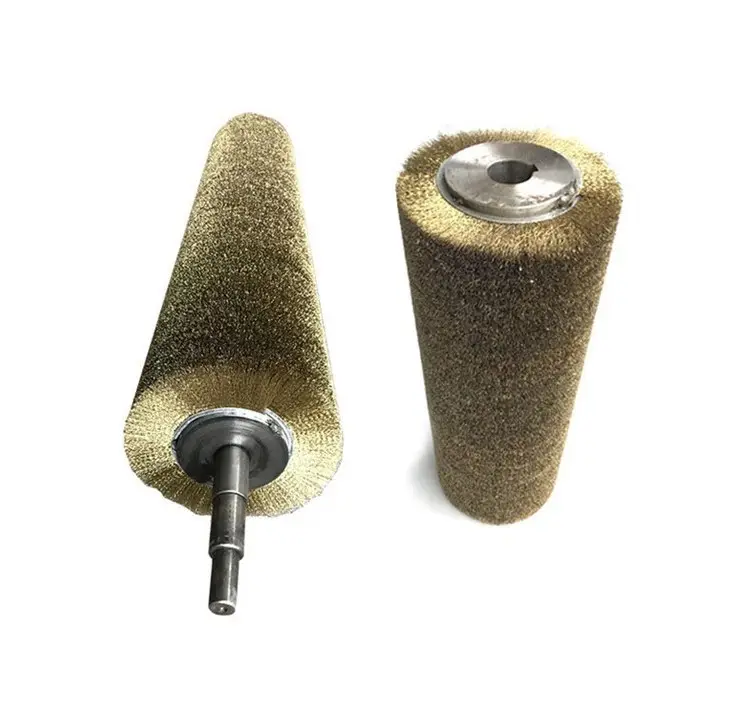 TDF металлический ролик, полировальная щетка, латунная или стальная проволока, цилиндрическая роликовая щетка для обработки поверхности деревянной доски