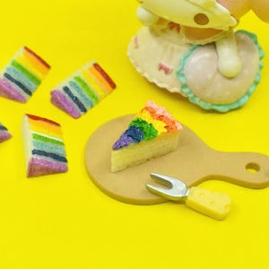 Vente chaude arc-en-ciel gâteau résine Cabochon gâteau sucré pour maison de poupée Miniature nourriture bricolage boucle d'oreille pendentif coque de téléphone embellissement - Product Image 3