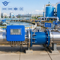 Débitmètre à ultrasons en ligne SS316L à bride pour la mesure précise des eaux usées des stations d'épuration et des conduites de rejet