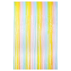 Pastell-Regenbogen-Folienfransenvorhang Pastell-Regenbogen-Hintergrund Streamer für Kindergeburtstag/Halloween/Weihnachtsfeier-Dekorationen - Product Image 2