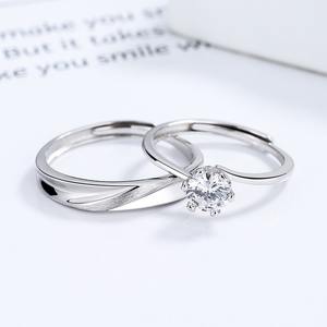 防水 スターリングシルバー925 ペアリングセット 18Kゴールドメッキ 6爪キュービックジルコニアデザイン 結婚指輪 プロミスジュエリー - Product Image 2