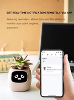 Izafira FENGKUI Pot de fleurs intelligent, pot de plante robotisé alimenté par l'IA, 7 capteurs intelligents, 49 expressions, écran LCD, contrôle par application, jaune