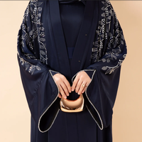Nouvel ensemble de 3 pièces maxi modeste grande taille avec strass, fleurs et perles, avec ceinture, robes Abaya Jubah de luxe pour femmes musulmanes
