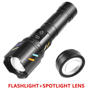 ยุนมัยไฟฉาย LED แบตเตอรี่แบบชาร์จไฟได้จอแสดงผลสี RGB กลางแจ้งความเข้มสูงระยะไกลแสงโฟกัส - Product Image 5