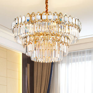 Hotel de diseño moderno Led luz colgante de oro sala de estar techo lujo K9 araña de cristal iluminación - Product Image 1
